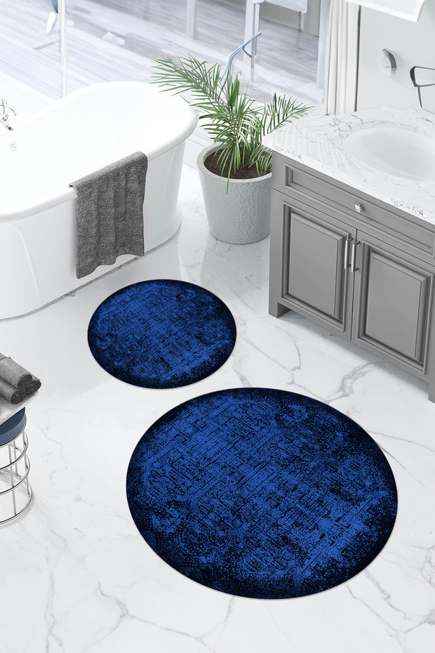 Digital Washable Non-Slip Base Classic Model Round Bath Mat Toilet Set