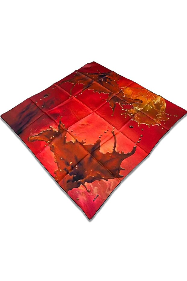 Red Mixed Pattern Tivil Silk Scarf 31242