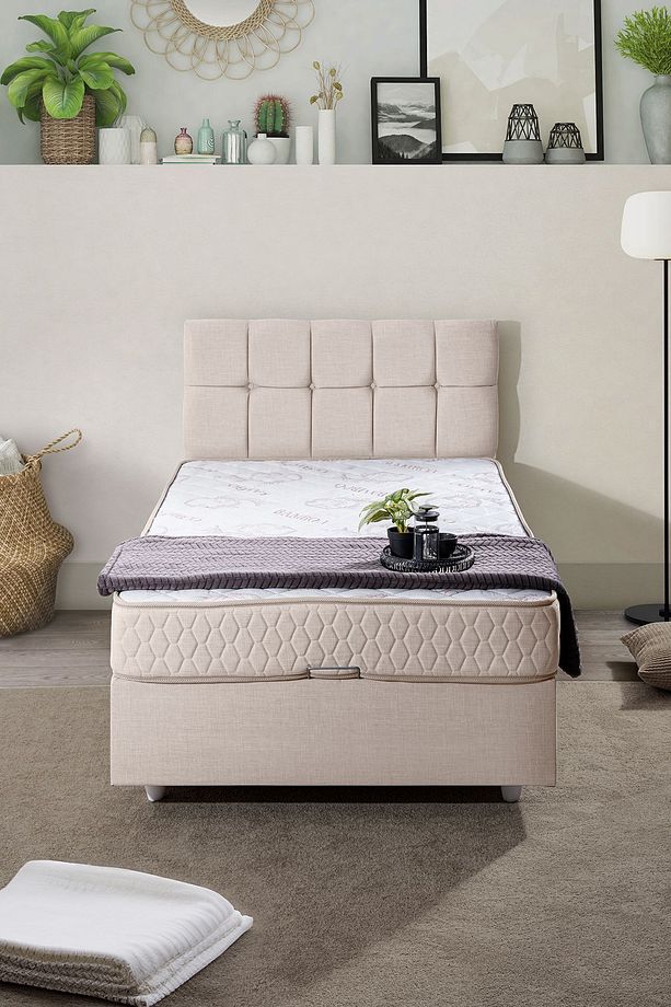 Berlin Tek Kişilik Baza Başlık Comfort Yatak Seti - Krem - 3
