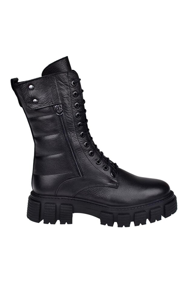 Castle Black Hakiki Deri Postal Kadın Bot SK-36871 SİYAH - 2