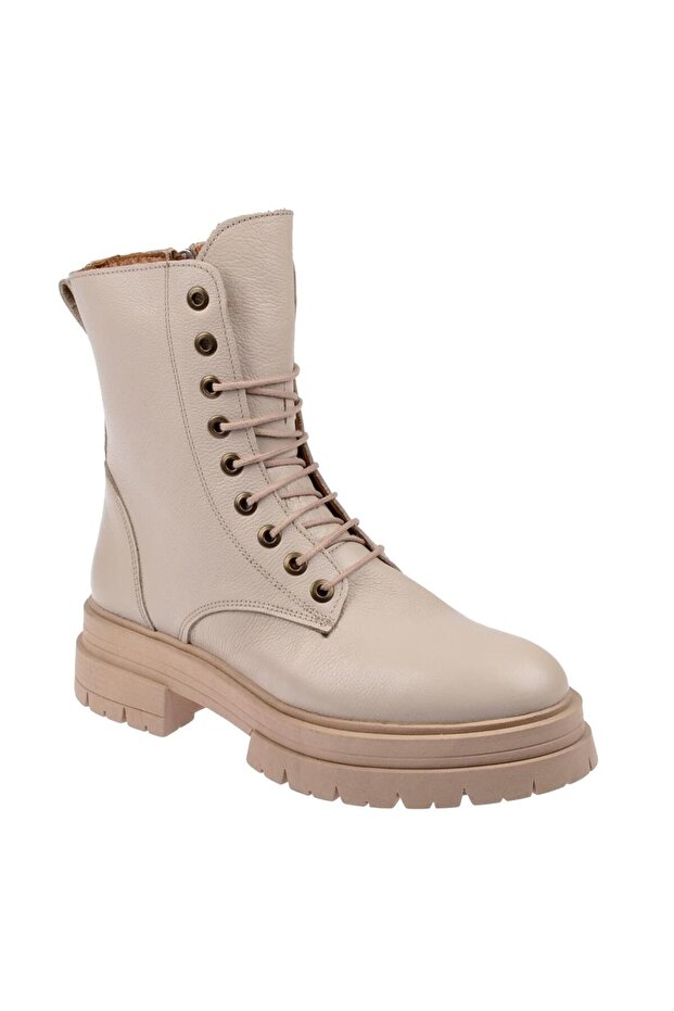 Castle Black Hakiki Deri Postal Kadın Bot CB-26254 BEJ - 1