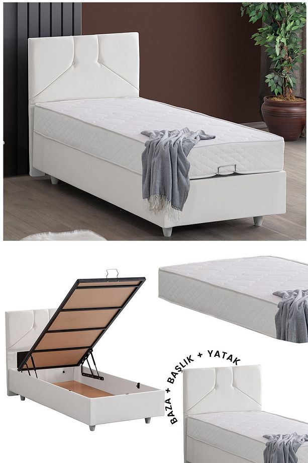Wick Tek Kişilik Baza Başlık Letto Yatak Seti - 1