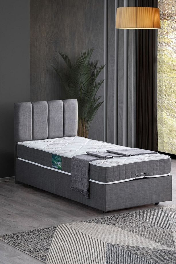 Defne Tek Kişilik Baza Başlık Comfort Yatak Seti, Gri - 2