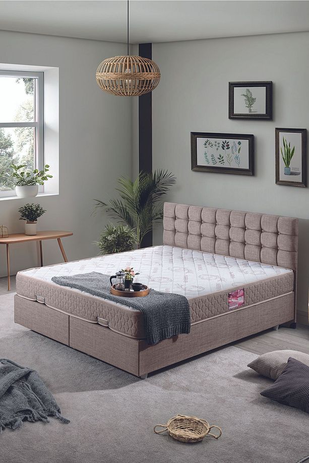 Venedik Çift Kişilik Baza Başlık Letto Yatak Seti Kahve - 1