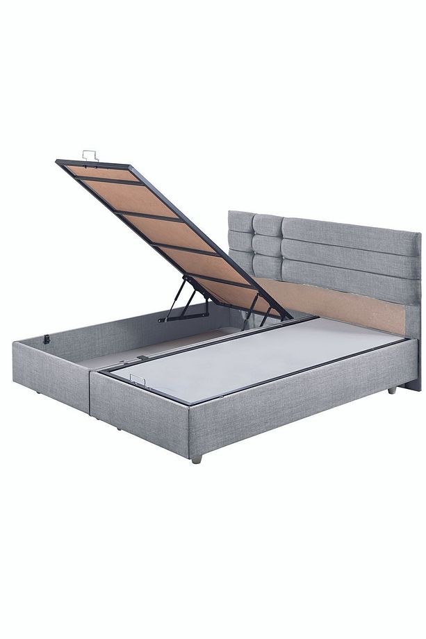 Viyana Çift Kişilik Baza Başlık Letto Yatak Seti Açık Gri - 4
