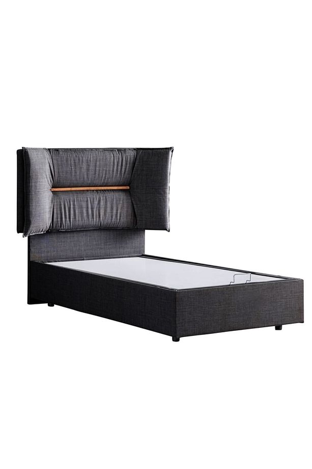 Lizbon Tek Kişilik Baza Başlık Comfort Yatak Seti, Antrasit - 5