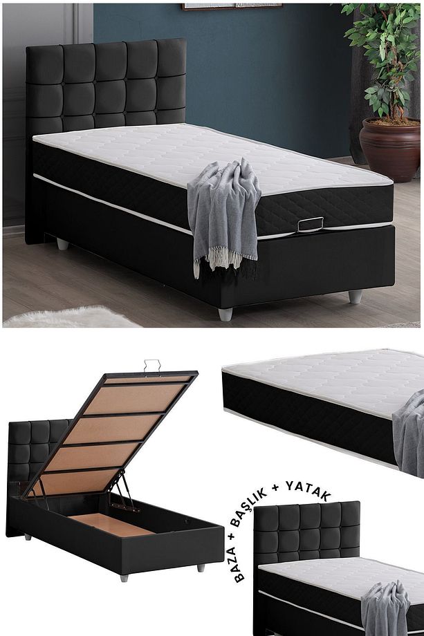 Tavira Tek Kişilik Baza Başlık Letto Yatak Seti - 1