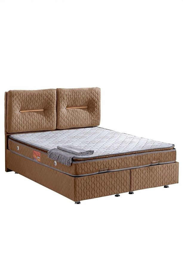 Astra Ikili Set, Çift Kişilik Baza Başlık Seti, Açık Kahve - 2