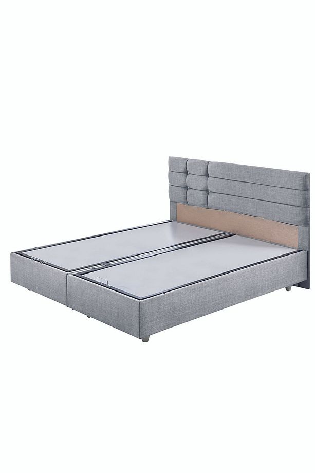 Viyana Çift Kişilik Baza Başlık Letto Yatak Seti Açık Gri - 3