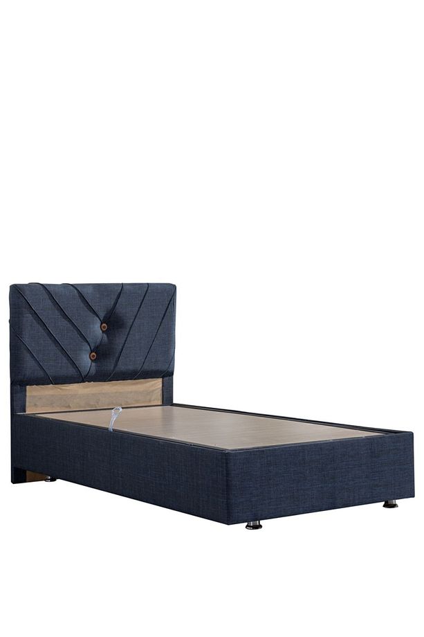 Lux Class Tek Kişilik Yandan Açılır Baza Başlık Deluxe Yatak Seti, Lacivert - 5