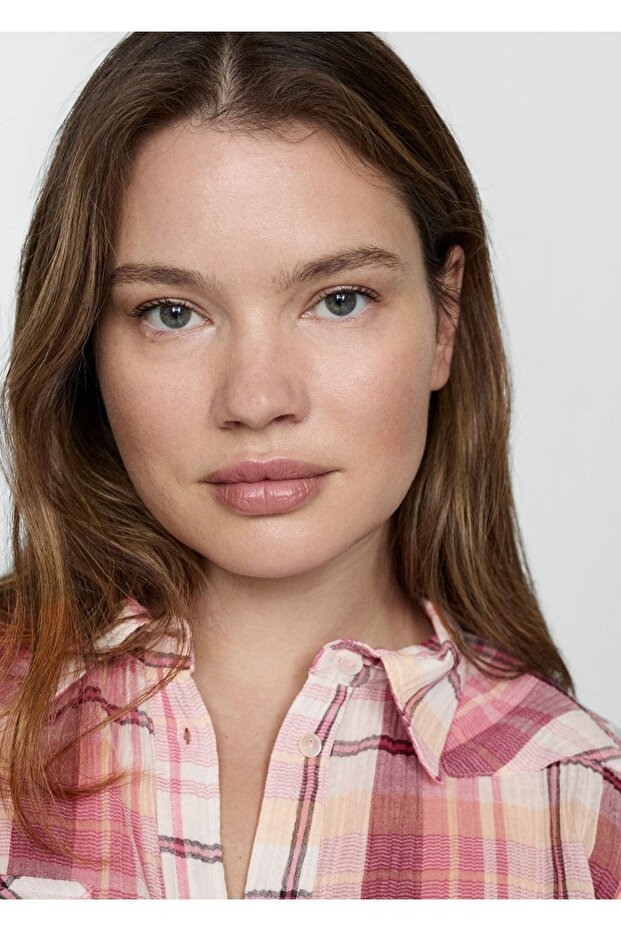 Kareli pamuklu tişört - 7