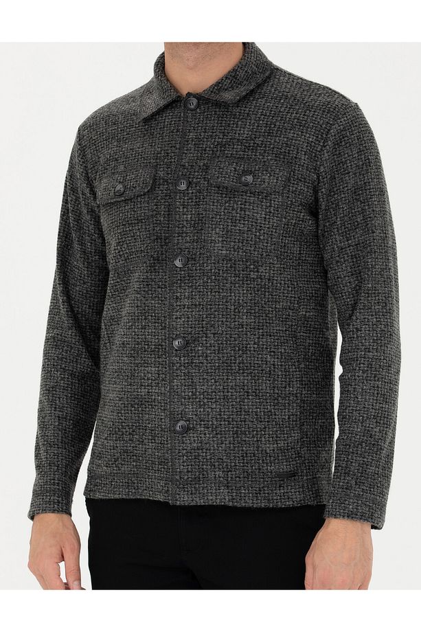 Antrasit Regular Fit Örme Gömlek 50280196-VR006 - 6