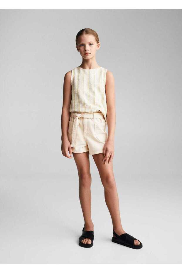 Kemerli paperbag şort - 2