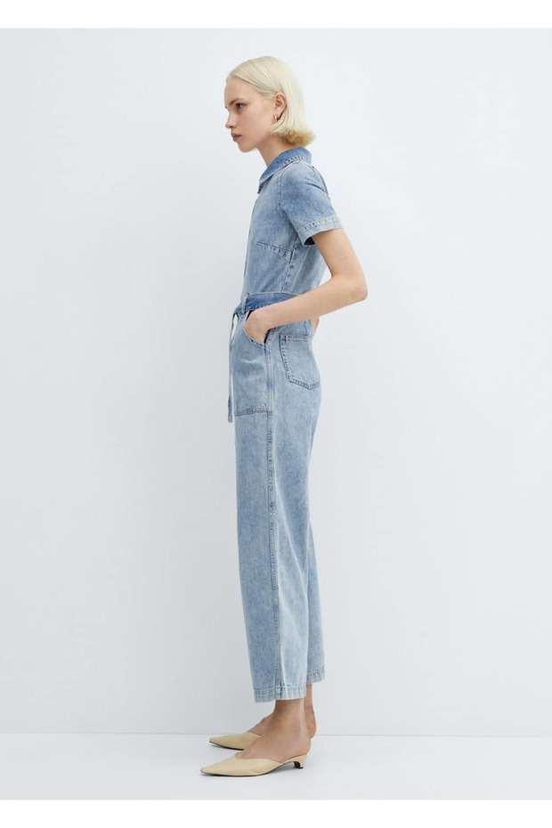 Kısa kollu denim tulum - 6