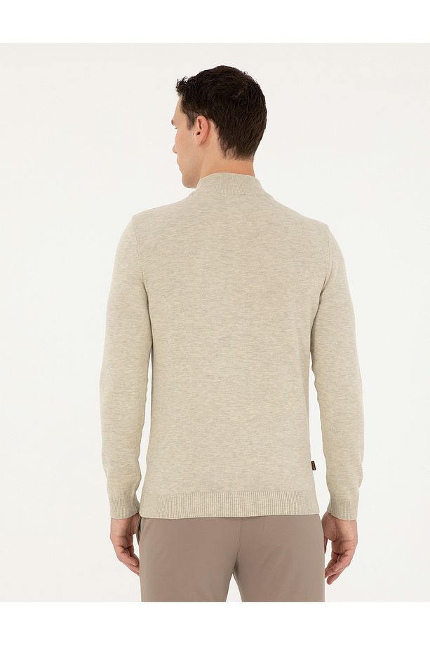 Kum Melanj Slim Fit Yarım Balıkçı Yaka Basic Triko Kazak 50296548-VR123 - 5