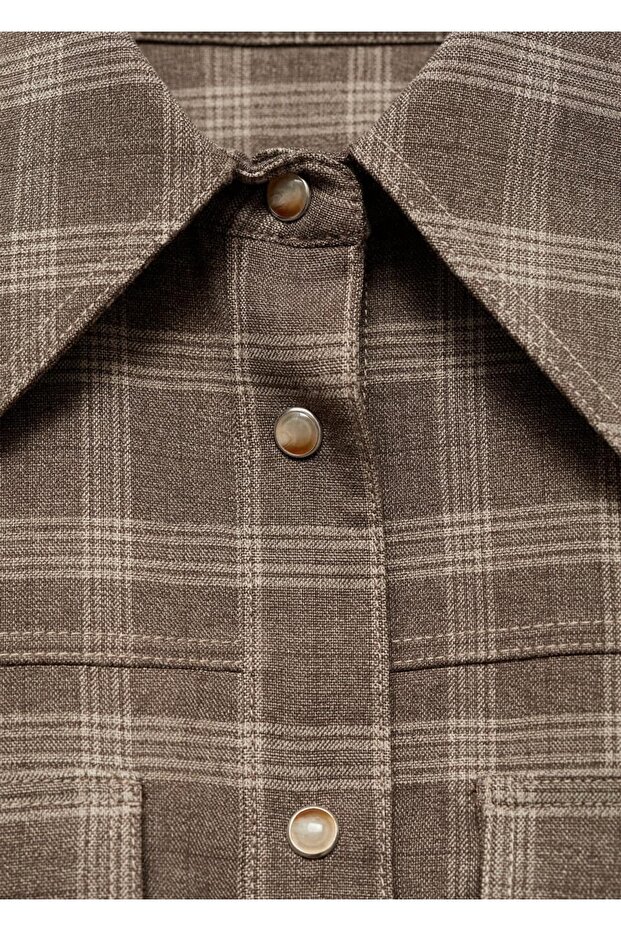 Cepli kareli gömlek ceket - 4