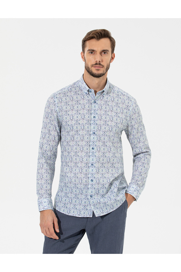 Light Green Regular Fit Long Sleeve Shirt 50265040 -Vr092
