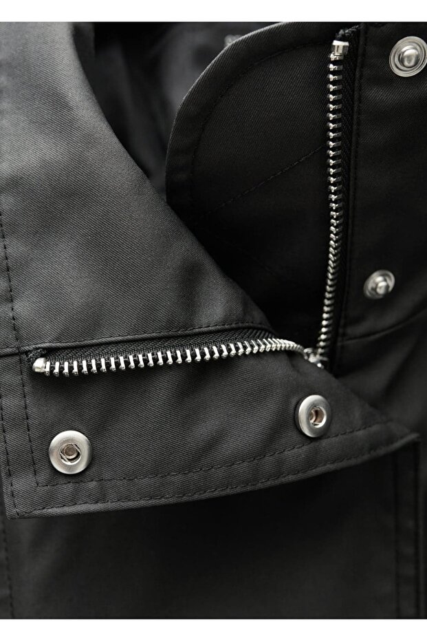 Düğmeli oversize parka - 7