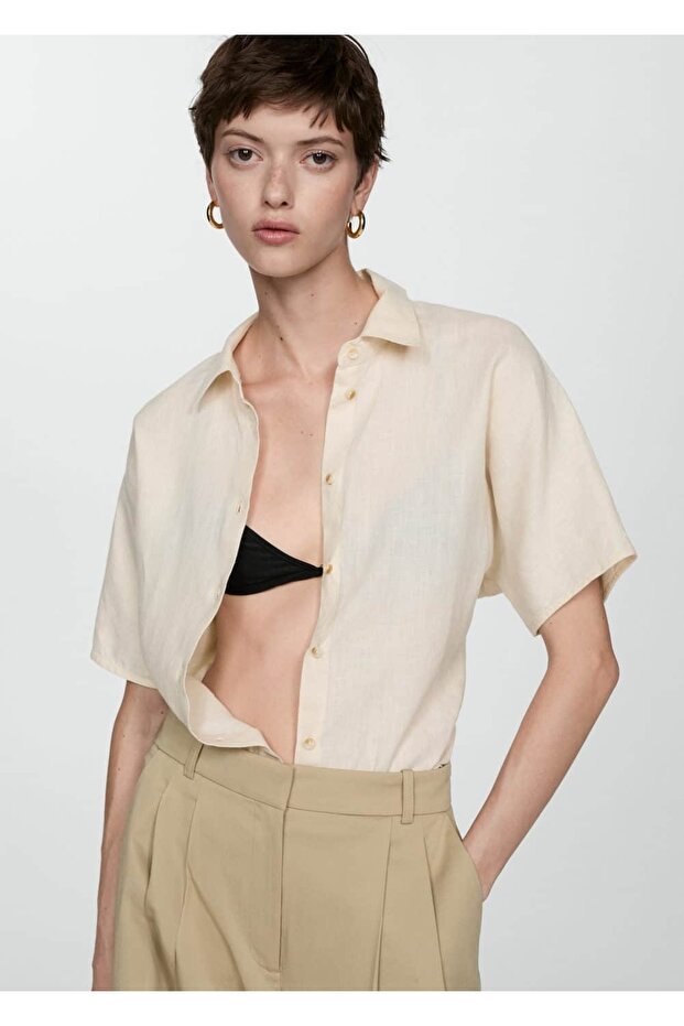 %100 keten gömlek - 5