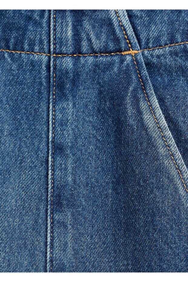 Kontrast dikişli kot etek - 6