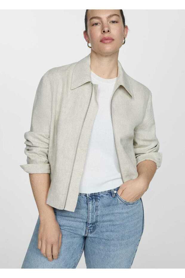 Weiße, gerade geschnittene Crop-Jeans - 7
