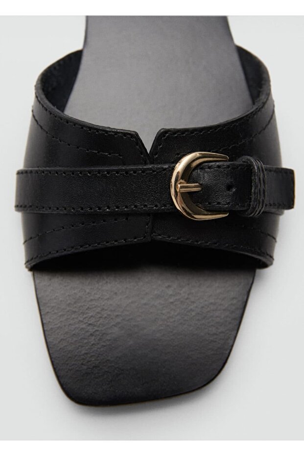 Tokalı deri sandalet - 4