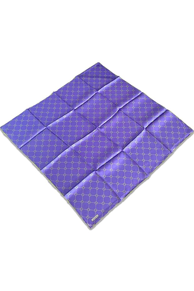 Lilac Green Monogram Pattern Tivil Silk Scarf 9178 - 34