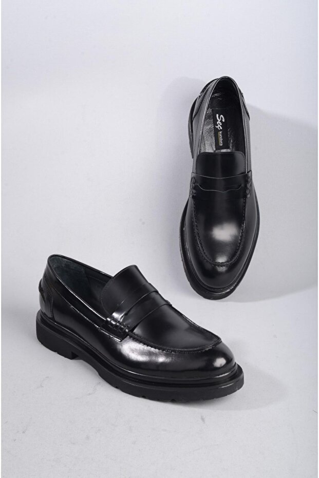 SEÇ 2522 Genuine Leather EVA SOLE MEN'S SHOES BLACK