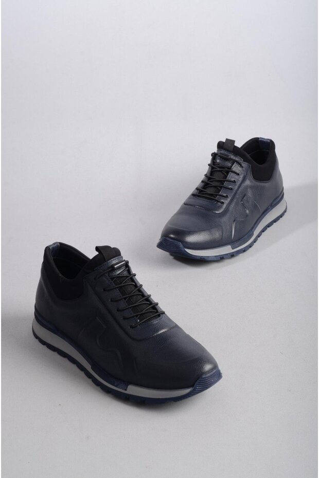 Select 5333 genuine leather casual men's shoes navy blue