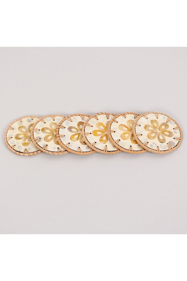 Muteber Rattan 6'lı Sedefli  Bardak Altlığı - 2