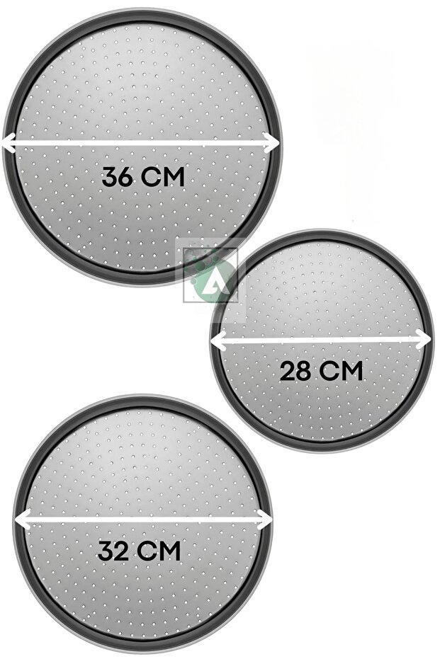 3'lü Delikli Pizza Tepsisi Lahmacun Pide Tepsisi Çelik Tepsi - 2