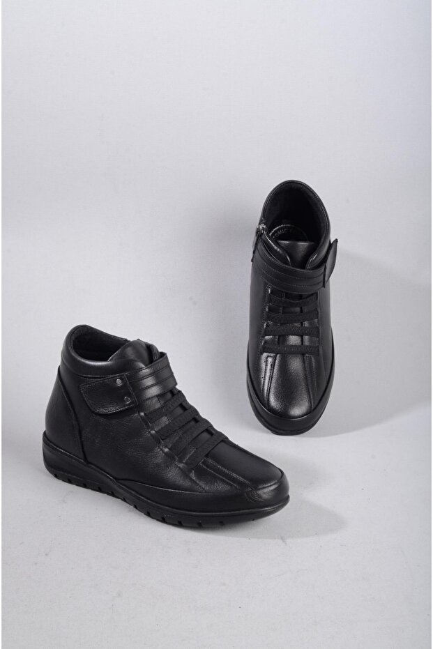 GENUINE Black Leather - COMFORT Women's Boots SELECT 7118