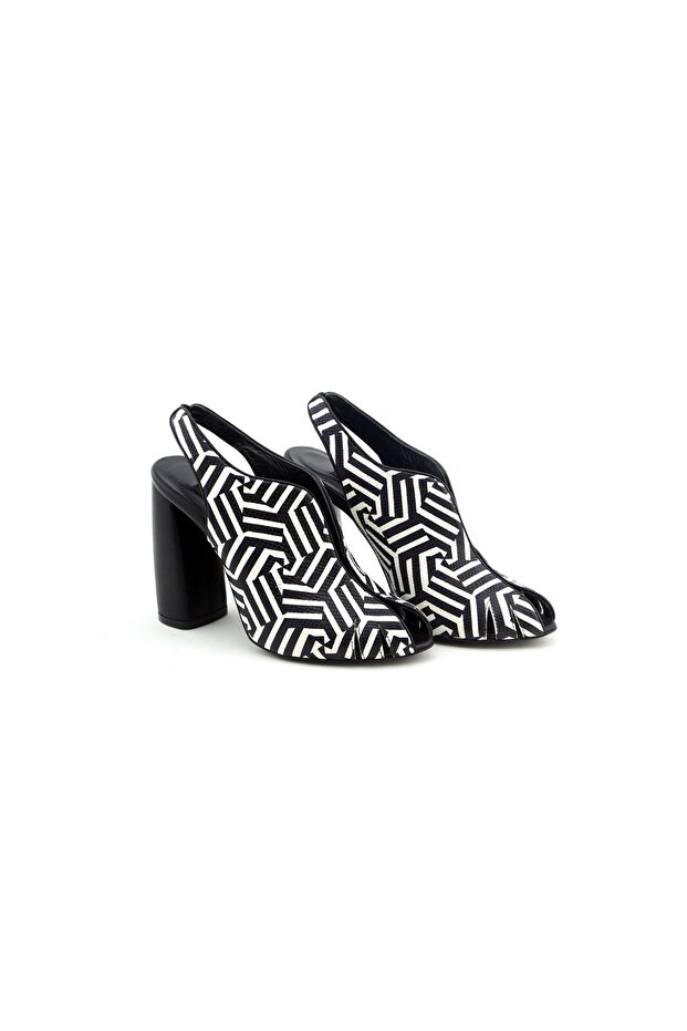 458-14015 genuine leather special design handmade high heel shoe black