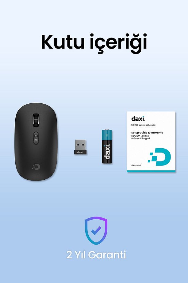 MX200 Sessiz Kablosuz Mouse 2.4GHz Wireless - Ayarlanabilir Mouse Hassasiyeti - Tak Çalıştır - 6