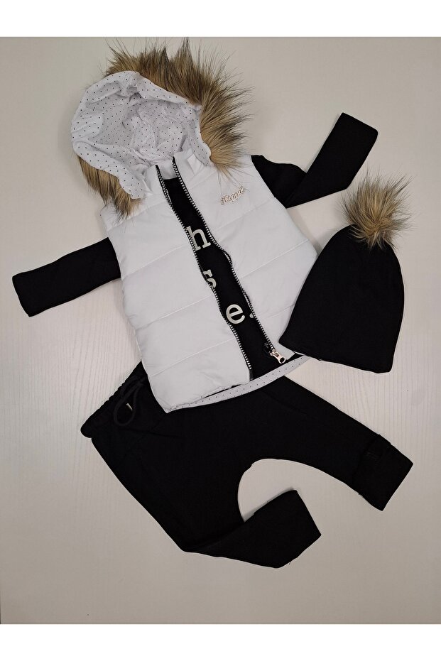 Baby Boy Winter Inflatable Vest Hooded Set of Four