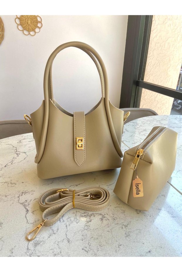 Hand and Shoulder Bag with Mink Inner Bag Crossbody