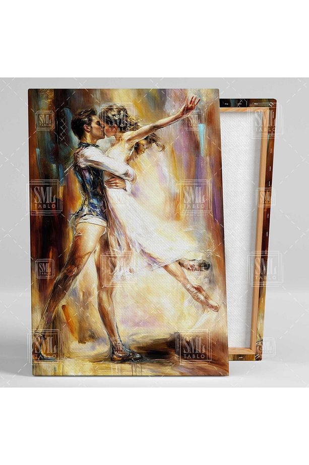 Öpüşen Dansçı Sevgililer Balet ve Balerin Aşk Love Romantik Dans Dikey Kanvas Tablo - 2