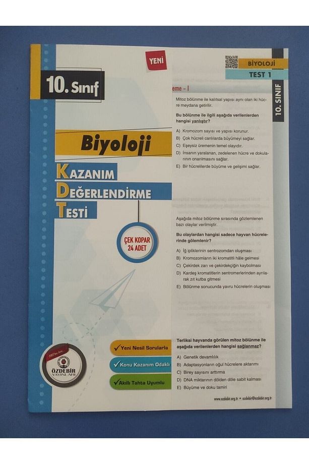 10.sınıf Biyoloji Yaprak Test - 4