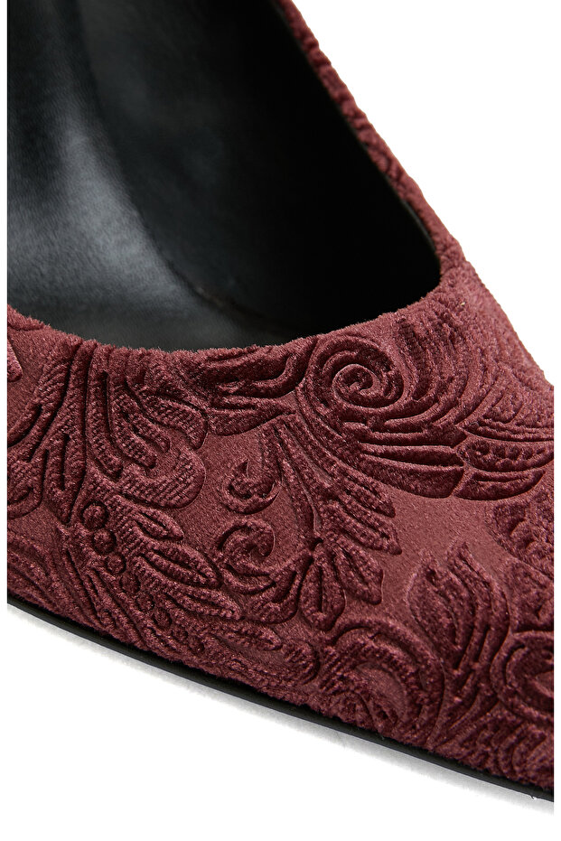 Bordo Kadın Deri Stiletto - 6