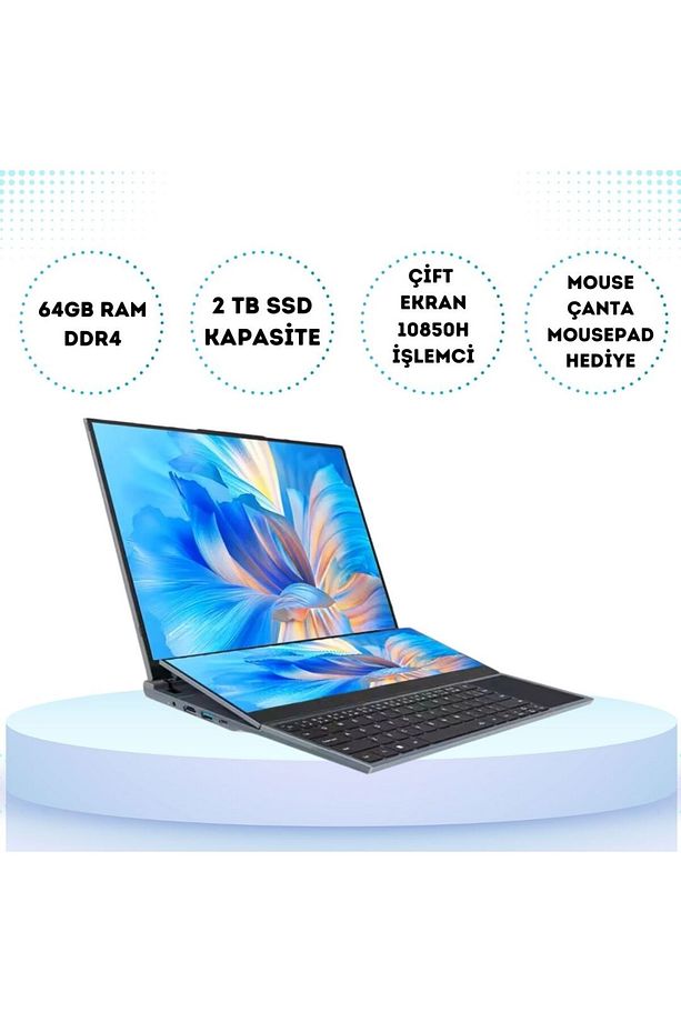 Twin-up 2tb Ssd 16" Core I7 Ddr4 10850h Işlemci Win11pro Çift Ssd Çift Ekran Laptop - 1