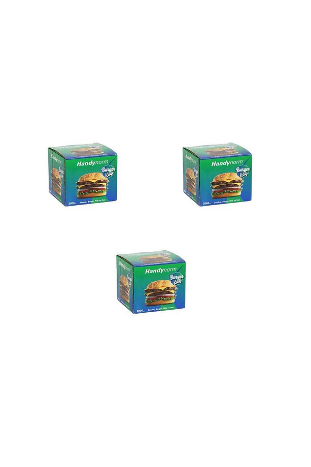 Handynorm Hamburger Burger Pide Tost Sandviç Kılıfı Poşeti - 12.5x12.5 Cm. - 2000 Adetlik 3 Kutu - 1