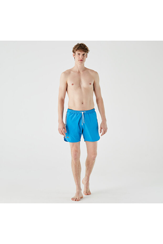 Erkek Baskılı Mavi Mayo Şort - 1