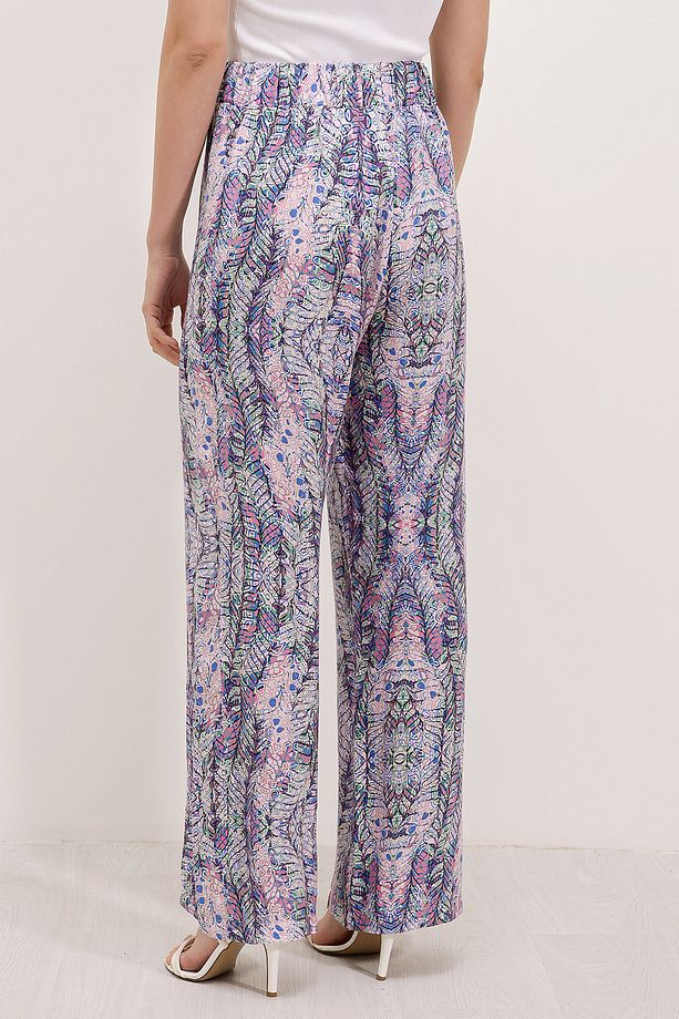 6523 Desenli Bol Paça Pantolon - Mor - 5