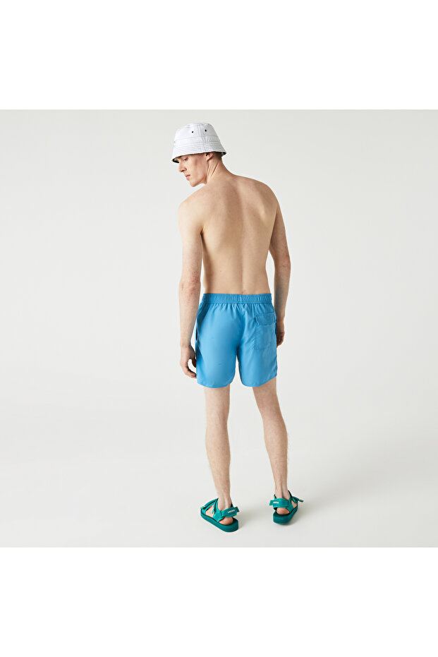 Erkek Baskılı Mavi Mayo Şort - 3