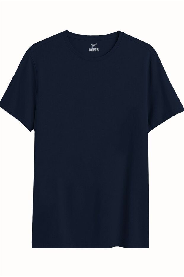 Navy Blue Color Regular Fit Cotton Men's T-Shirt