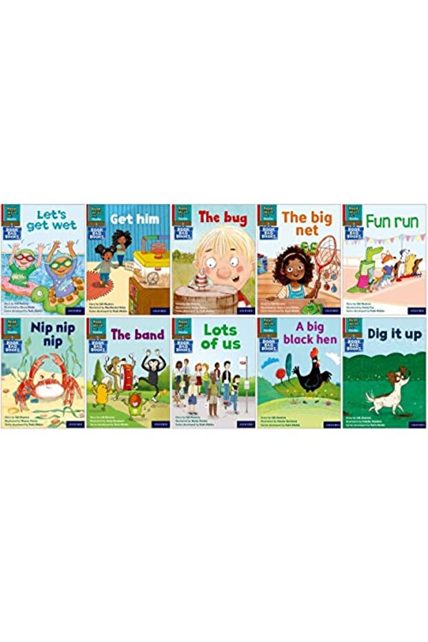 مجموعة كتب ريد رايت إنك للتعليم الصوتي: حقيبة كتب ريد دايتي الحمراء، حزمة مختلطة من 10 كتب