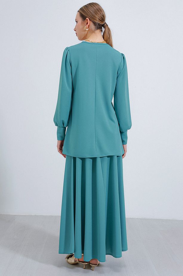 Kadın Mint Örme Etek Tunik Alt Üst Takım 8014 - 5