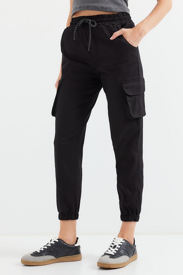 6667 Kargo Cepli Jogger Pantolon - Siyah - 8