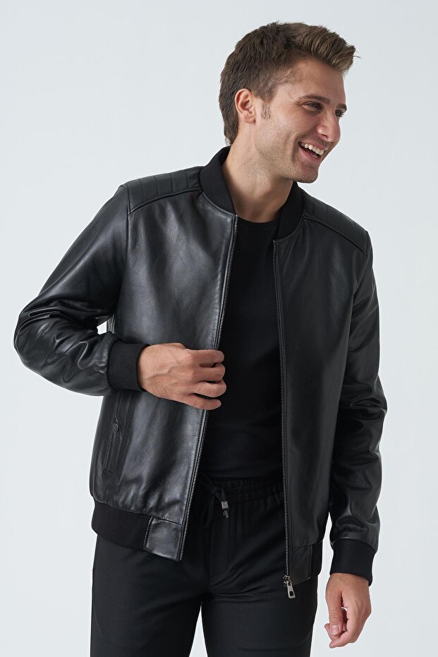 Bangor 5006 Slim Fit College Lambskin Coat Black