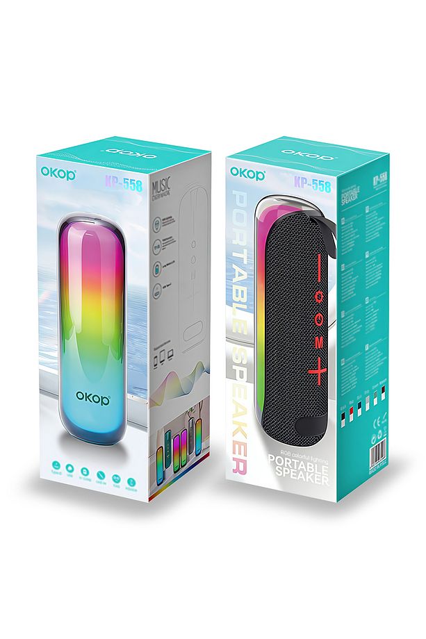 Bluetooth Hoparlör RGB ışıklı taşınabilir mini ses bombası radyo özellikli KP-558 - 7